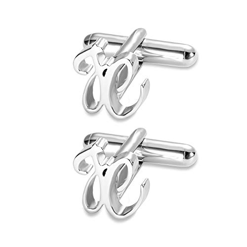 Gemelos personalizados con nombre de letra para hombre, de plata de ley 925, gemelos personalizados con inicial, regalo para hombres, regalo del día del padre para papá, talla única, Plata de ley, No