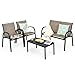 KOMFOTTEU 4-teilige Gartenmöbel Set, Balkon Set für 4 Personen, Gartengarnitur mit 2 Stühlen & 1 Bank & 1 Couchtisch, Sitzgarnitur Terrassenmöbel Set für Pool, Hof (Braun)