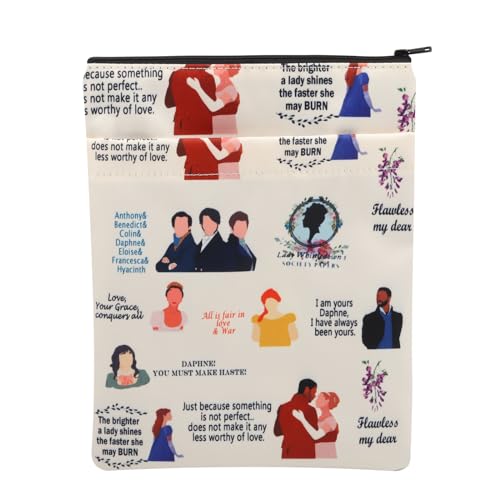 Romantasy TV Show Book Sleeve Bridge TV Show Fans Gift Lady Whisledown TV Show Book Cover Protector Pouch (All is fair in Love and war)