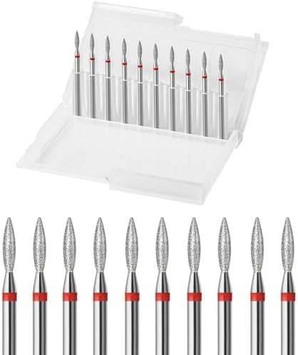10pcs Diamond Flame Cuticle Drill Bits Set,3/32" Safety Nail Bits(F)
