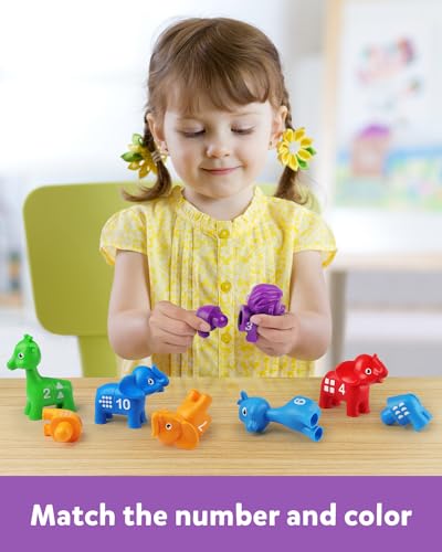 Coogam Digital Matching-Spielzeug-Set, 10 Stücke doppelseitiges Tier Zahlen-Zählspiel, Vorschule Montessori Feinmotor Fähigkeiten Mathematik-Puzzle-Spielzeug für 3-4-5 Jahre alt