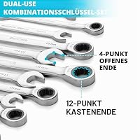 DURATECH 12-tlg. Ratschen-Ringmaulschlüssel-Satz, 8-19 mm, Cr-V Stahl – Ansicht 5