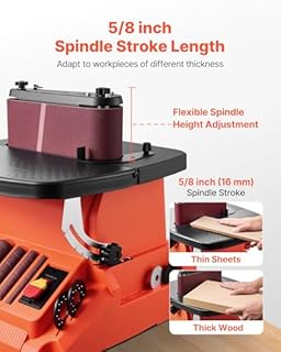 VEVOR Oscillating Belt and Spindle Sander, 2400RPM Benchtop Spindle Sander with 5/8" Stroke, 5 Sleeves (1/2" - 2") & 24" x 3.86" Sanding Belt for Woodworking, Furniture Finishing, DIY Projects