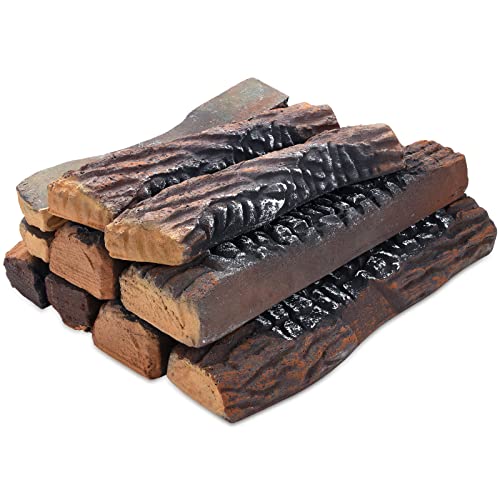 Coisien 10 Pc Ceramic Fireplace Gas Log For Indoor Ventless/Vented, Gas Inserts, Propane, Gel, Ethanol, Electric Or Outdoor Fireplaces And Fire Pits, Log Simulation Charcoal Clean Decoration(Large) #TOP28