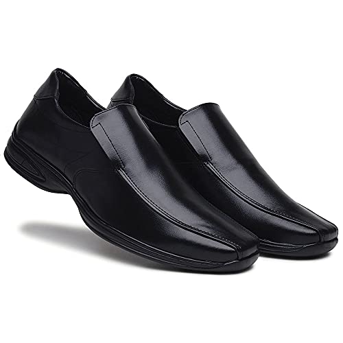 Sapato Social Bertelli Liso com Anti Shock e Elástico 35002 - Preto Cor:Preto;Tamanho:42;Genero:Masc