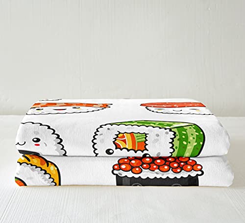 Feelyou SX12999MTZSJ TWIN Sushi Pattern Blanket Japanese-Style Fleece Blanket For Bed Couch Sofa Kids Kawaii Food Theme Throw Blanket Cute Japanese Sushi Plush Sherpa Throw Blanket Room Decor Air Conditioning Twin 60 Inchx80 Inch thumb #4