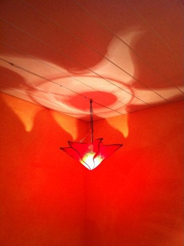 Orientalische Lampe Pendelleuchte Hängeleuchte Daya Rot 50cm Groß | Marokkanische Lederlampe Hennalampe Leuchte mit… – Bild 4
