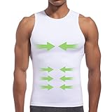Lgtfy 4D Mens Compression Shirt, Slimming Body Shaper Vest, Gynecomastia Undershirt, Tummy Control Back Support Tank Top White