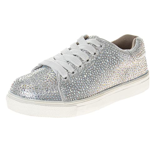 Badgley Mischka Low Top Girl Shoes - Kids Casual Light Sparkly Girls Fashion Sneakers Size Little Kids - Big Kids