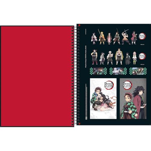 Tilibra - Caderno Espiral Capa Dura Universitário 1 Matéria Demon Slayer 80 Folhas - 5 Personagens -