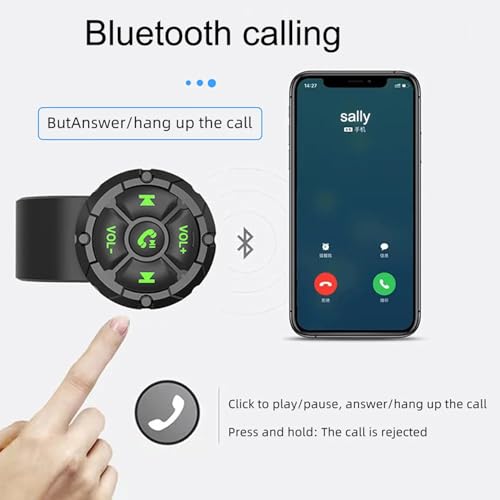 Bluetooth Media Button Remote,Waterproof Wireless Music Controller for Car Bike Motorcycle,Steering Wheel Control Button Compatible for iPhone/Android Phone Black