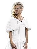 Brautjacke tb-artdesign Brautjacke Fell Kunstpelz Fellstola Jacke Stola Umhang Winter Bolero Hochzeit Creme Ivory