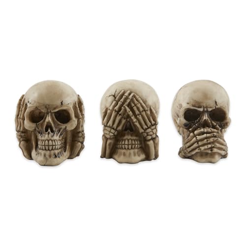 Zingz & Thingz Skeleton & Skulls Collection Resin Figurine Set, See Hear Speak No Evil, 1.75x2.625x2, 3 Piece