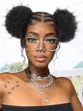 FAVE Short Braided Wig HD Full Lace Braided Wig with Afro Puff Synthetic Cornrow Braids with Curly Ponytail Natural Black Afro Braid Wigs for Black Women