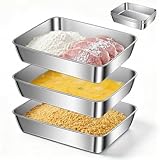 Juego de 3 Bandejas para Empanar Bandeja de Horno Acero Inoxidable Cuencos para...