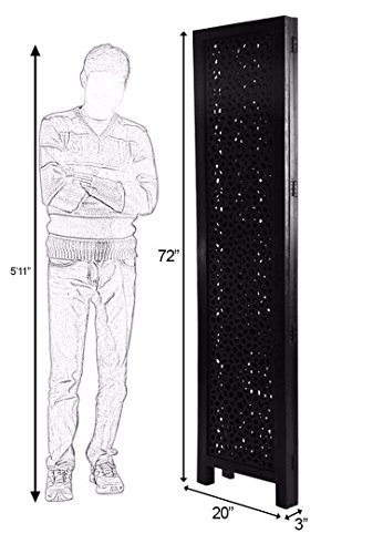 Image of Wooden Room Partition /Screen /Room Divider /Room Separator Traditional Handicrafts 6Ft (Dark Brown) (Ring 2 Panel)