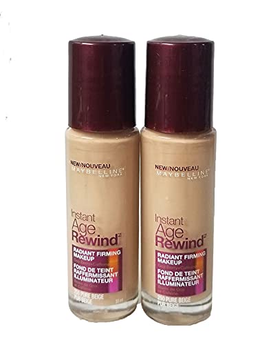 Maybelline New York Instant Age Rewind Radiant Firming Makeup, Pure Beige 250, 1 Fluid Ounce (Pack of 2)