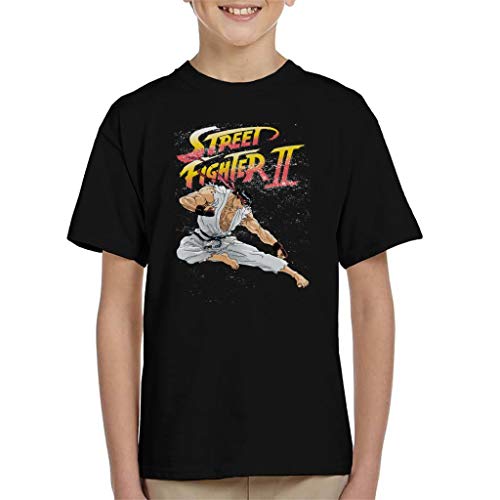 Image of Cloud City 7 Street Fighter II Ryu Kick Kid's T-Shirt Black