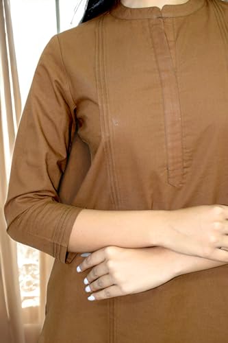 Image of JAIPUR HAND BLOCK Women's Pintuck Plain Short Cotton Kurti|Top STYLE-S91