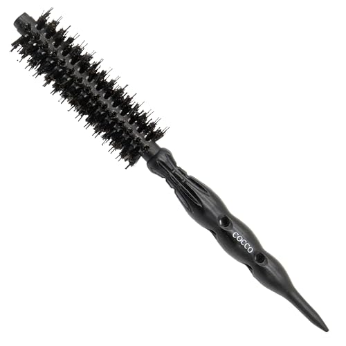 COCCO Black Series Professional Ceramic Boar Round Brush, Beechwood Handle