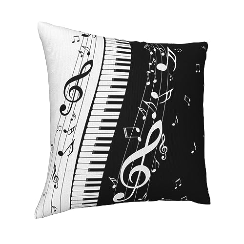 Befodam Music Note Piano Keys Throw Pillow Covers Square 18x18 Inch Pillowcases for Home Sofa Cushion Cover Living Room Outdoo Decor