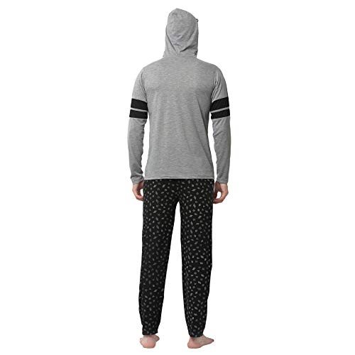 Image of Mack Jonney Cotton Blend Night Suit Co-ord Set for Men with Hodded Full Sleeve T-Shirt and Track Pant-VJ-MNS-TTP-GROUP21