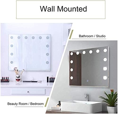 Chende Lighted Vanity Mirror with Dimmable LED Bulbs, Hollywood Style Makeup Mirror with Lights for Touch Control Design, 3 Different Lighting Settings