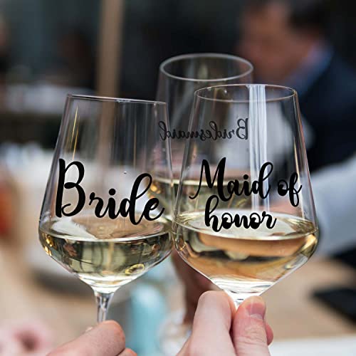 Set Of 6 Vinyl Decals - Bride / Groom - From 0.5" To 3" Each - For Phone Case Heels Shoes Hangers Wedding Decor (Black, Bride) #TOP26