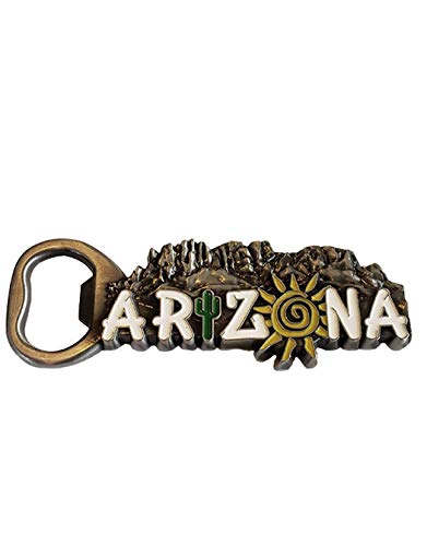 Arizona Bottle Opener Magnet - Decorative Metal Refrigerator Magnet Southwest Beer Lover Gift Idea Arizona Father's Day Gift - Arizona Souvenir… (Silver)