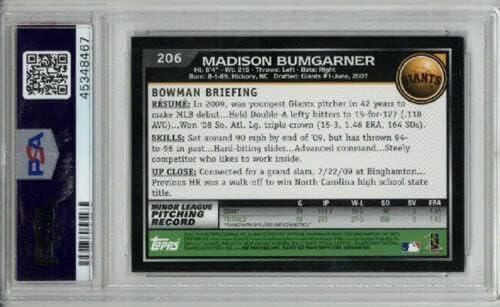 2010 BOWMAN #206 MADISON BUMGARNER ROOKIE BASEBALL CARD GIANTS PSA 9 MINT RARE