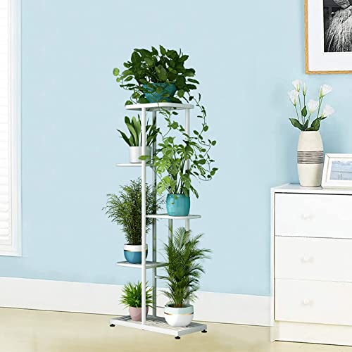 Image of LINZINAR Metal 5-Tier 6-Pot Plant Stand, White