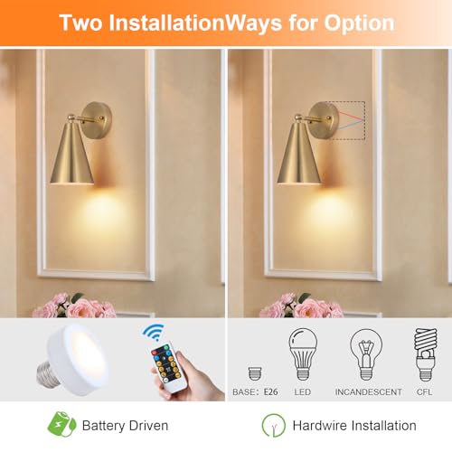 Mwz W-XL115 Gold Battery Operated Wall Sconces Set Of Two,Wireless Indoor Led Lighting thumb #3