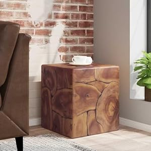 Homgoday Homgoday Teak-Hocker 40x40x45 cm Braun Massivholz, rustikal, multifunktional als Beistelltisch oder Fußstütze Model243472 Homgoday Homgoday Teak-Hocker 40x40x45 cm Braun Massivholz, rustikal, multifunktional als Beistelltisch oder Fußstütze Model243472
