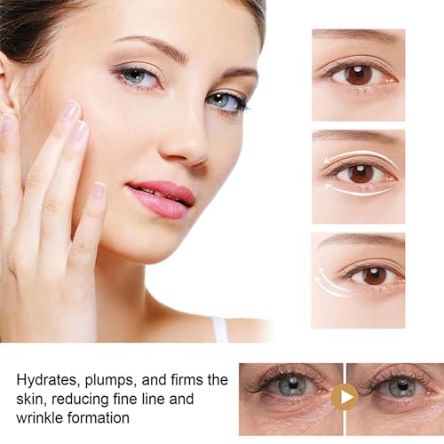 JIAYIGOOD Vegan Collagen Eye Cream with Cooling Roller - Peptide & Triple Hyaluronic Acid Gel Serum to Reduce Dark Circles, Fine Lines & Puffiness, Improve Elasticity, Nourish Under Eye Area