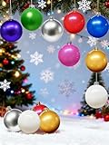 12 Pcs 10' PVC Inflatable Christmas Ornaments - Indoor/Outdoor Holiday Yard Decor Balls, Blow-Up Xmas Tree Decor for Front Decorations, Lawn & New Year Festive Decoration