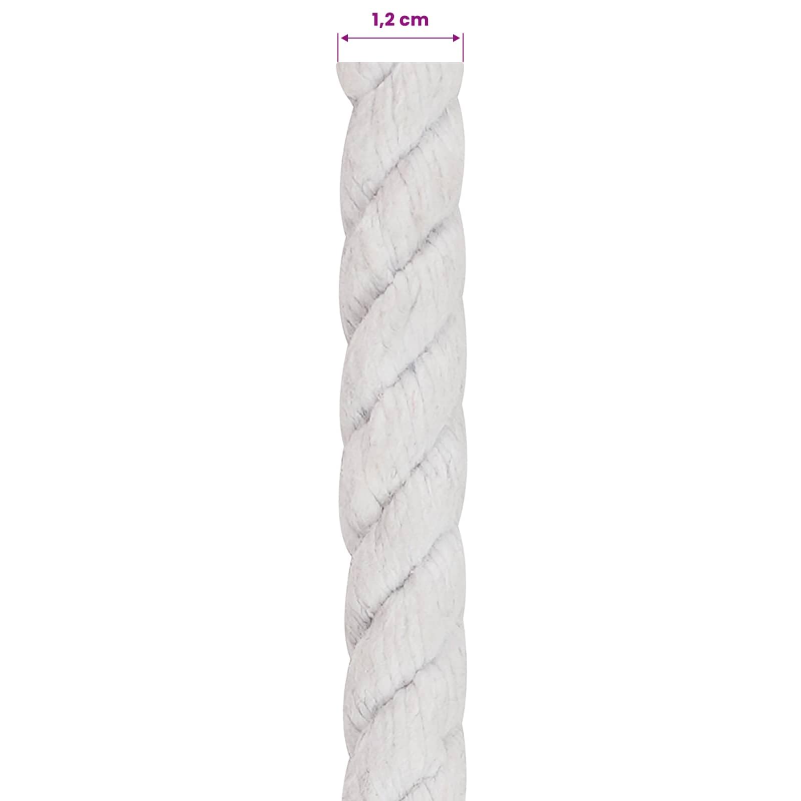Linka bawełniana, biała, średnica 1,2 cm, długość 250 m, 3-warstwowa, wytrzymała, elastyczna, do ogrodu, na kemping, do warsztatu, rzemiosła i mocowania wewnątrz i na zewnątrz