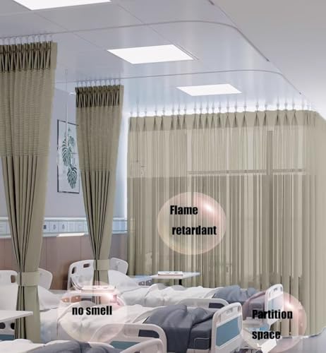 Fllwow Hospital Privacy Cubicle Curtain, with Mesh top and Flat Hooks,15\' Wide X 8\' Long Washable and Flame Retardant - Thumbnail 2