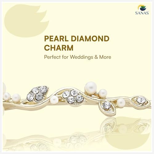 Image of Sanas Bobby Pins For Women Stylish (2Pcs) Hair Pins For Hair Styling Accessories For Woman Stylish Clips For Girls Pearl Hair Accessories For Women Wedding Accessories For Girls Trendy (2Pcs) (Golden)