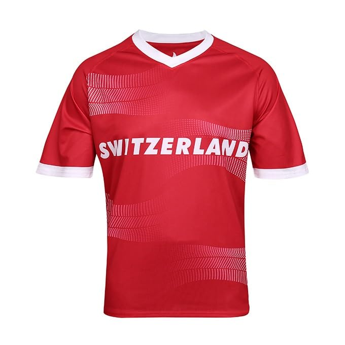 Sweat de football homme Suisse avec demi manches et coupe sport