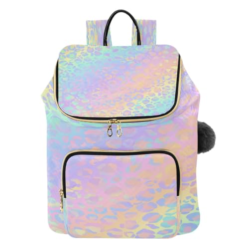 Sac à dos femme imprimé léopard arc-en-ciel contre la fatigue des épaules
