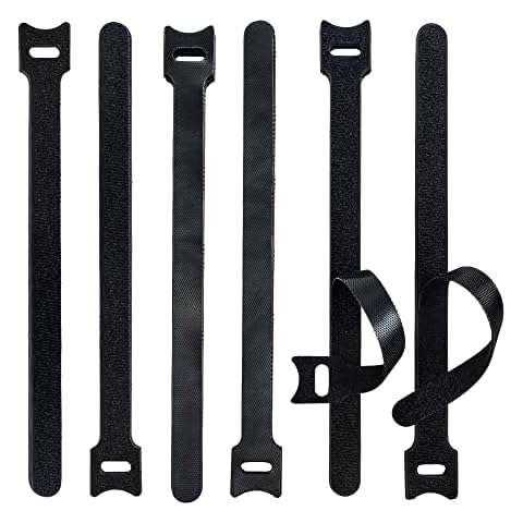 BRAVESHINE 60pcs Black Cable Ties Reusable - 13×200mm Releasable Hook and Loop Cable Ties, Adjustable Fastening Cable Straps for Cable Management Cover