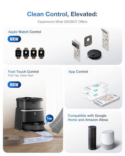 Image of ECOVACS DEEBOT T30 OMNI Robotic Vacuum Cleaner with Mini Station, TruEdge Adaptive Edge Mopping, ZeroTangl Brush Design, 11,000 PA, Hot Water Mop Washing