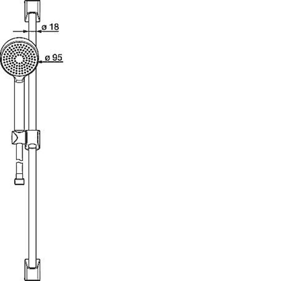 Hansa 44780213 Set Basicjet Parete, Kit di Montaggio, doccetta, Flessibile | Asta 650 mm, Diametro Testa Ø 95 mm, 1 Getto, Tubo Doccia: 1750 mm, Cromo