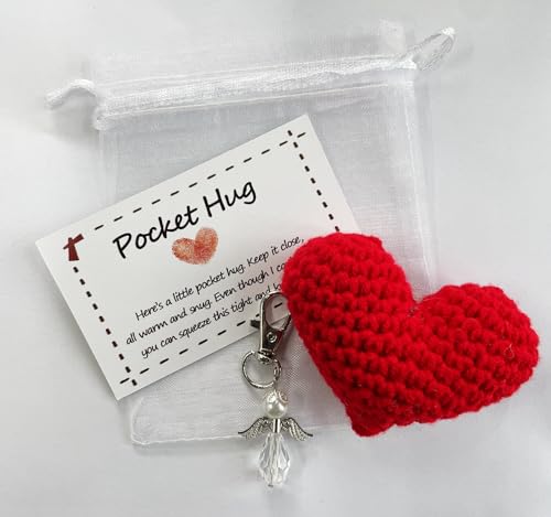 MKISHINE Little Pocket Hug Crocheted Heart Small Gift, Pocket Hug Crochet Heart with Sympathy Card, Handmade Cute Crocheted Pocket Hug Token, Inspirational Pocket Hug Gift2