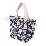 IMIKEYA Bolsa Bento Japonesa de Lona con Cordón Portátil para Mujer Bolsa de Almuerzo Resistente y Transpirable Diseño Atractivo con Asa Fácil de Llevar para Trabajo y Picnic