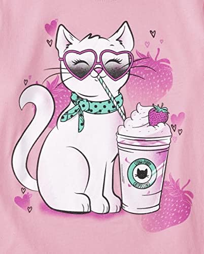 The Children's Place Girls Short Sleeve Graphic T-Shirt, Frap Cat, 10-12 US