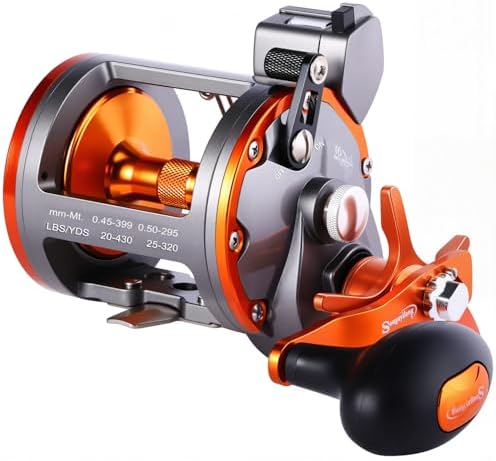 Sougayilang Line Counter Trolling Reel Conventional Level Wind Fishing Reel-Thunder LS II 4000R
