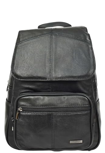 Large Size Real Leather Backpack For Women Daypack Organiser Bags HOL0791 Black
