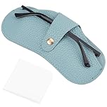 CREATCABIN Slim Glasses Case Leather Soft Sunglasses Case Portable Eyeglass Spectacle Case Pouch Bag Travel Lightweight Protective Cover for Women Men Beach Holiday Vacation Light Blue 6.7x3.3 Inch