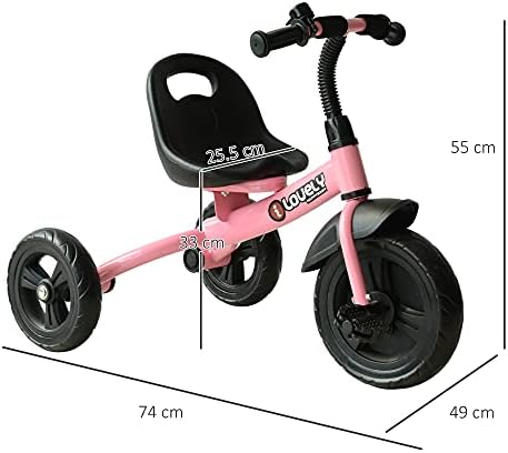 HOMCOM Baby Kids Children Toddler Tricycle Ride on 3 Wheels Bike (Pink)